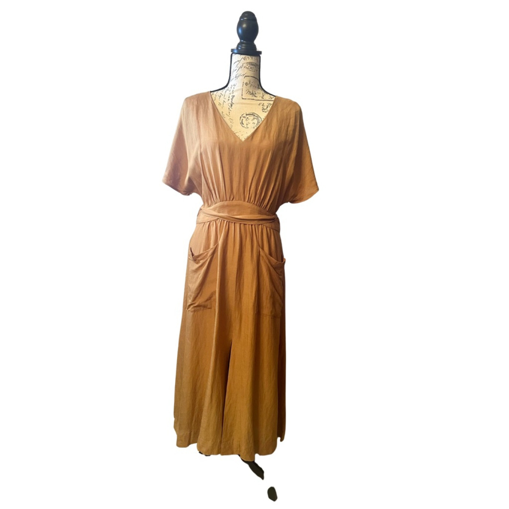 Madewell Size 10 -Dolman-Sleeve Tie-Waist Midi Dress in Toffee NWT